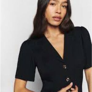 Reformation Charcoal Button-Up Dress